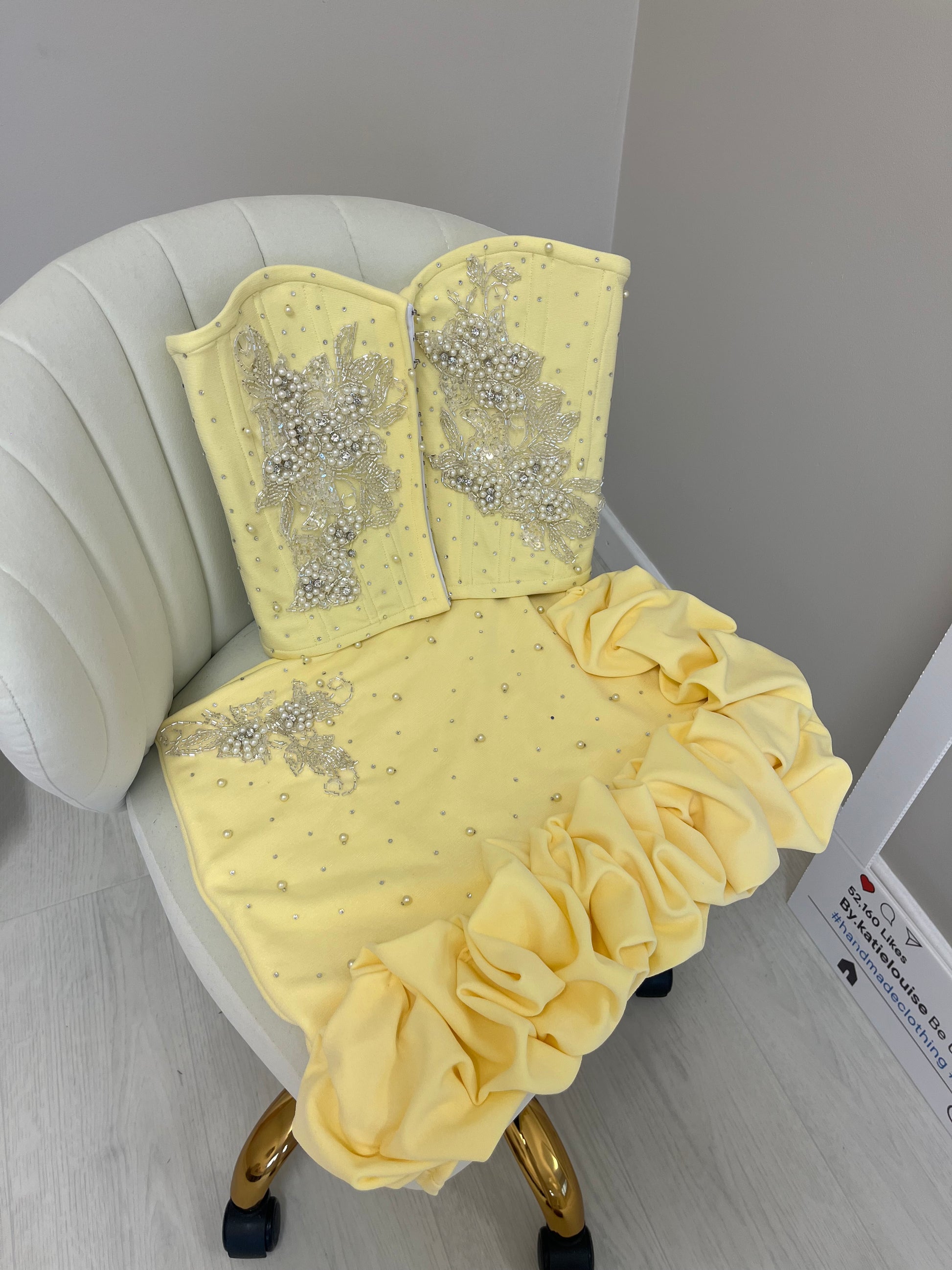 Yellow Ruffle Skirt Corset Top Two Piece (made to order)