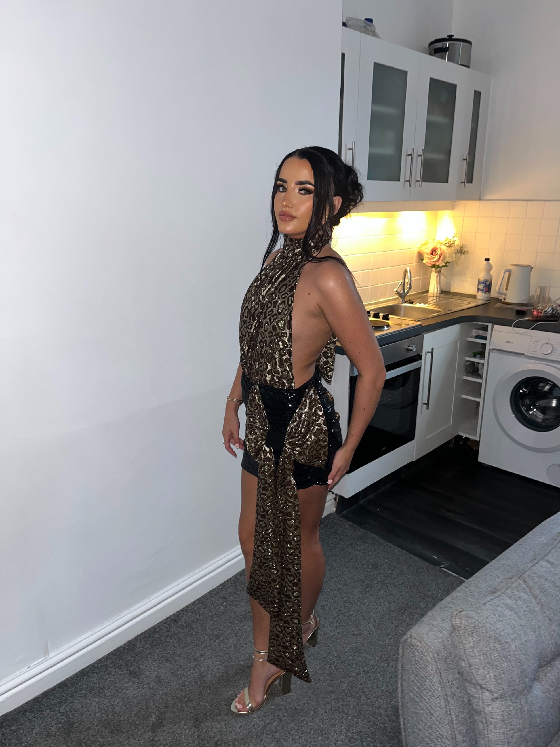 Open Back Sequin Skirt Dress (made to order)